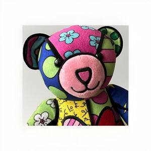 Romero Britto Build A Bear Plush Teddy Bear Brazil Pop Art Limited Edition 2015